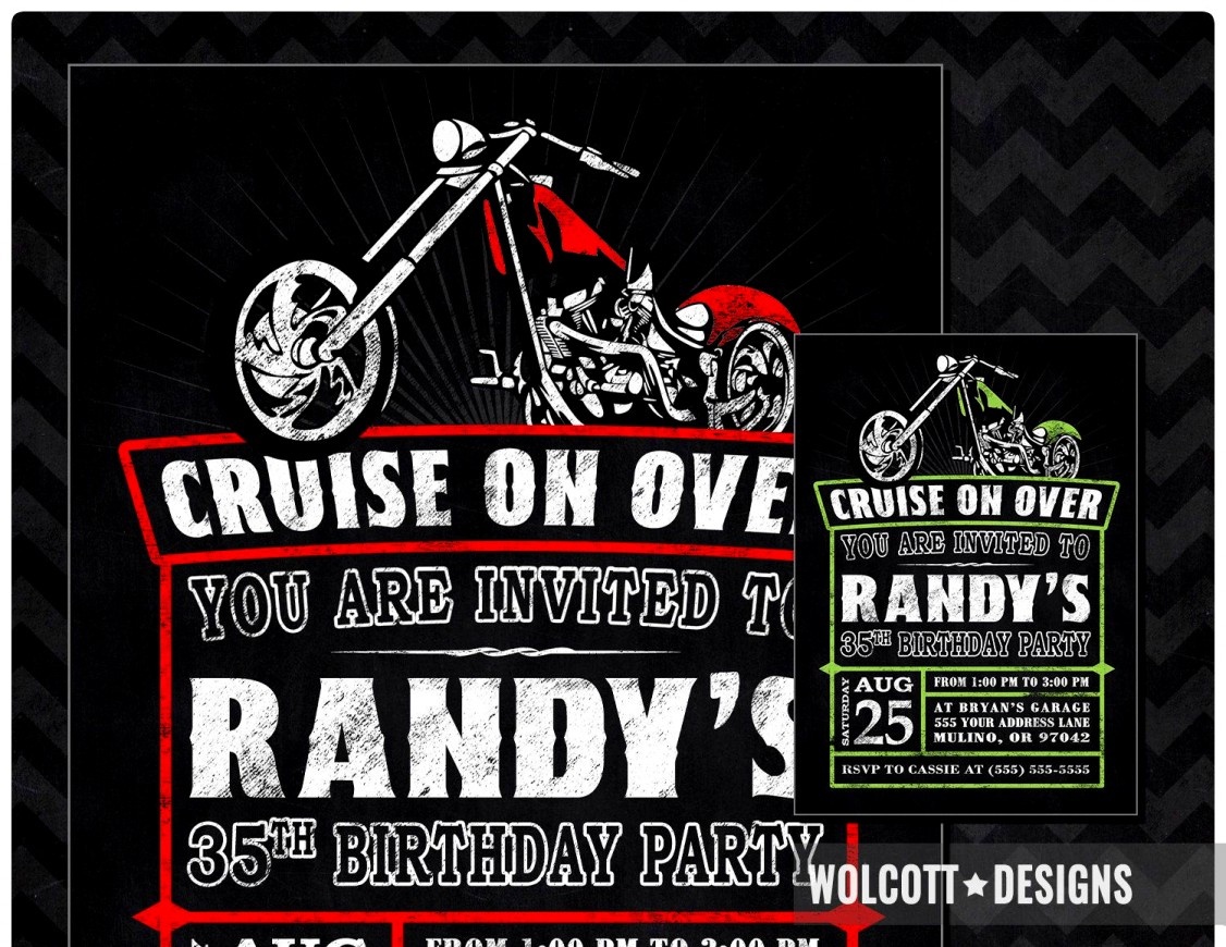 Wonderful Harley Davidson Birthday Party Invitations Angel Themed - Motorcycle Invitations Free Printable