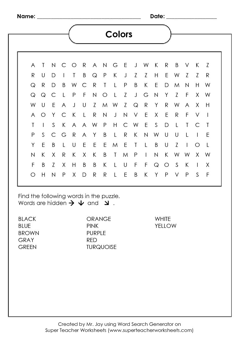 Word Search Puzzle Generator - Make Your Own Search Word Puzzle Free Printable