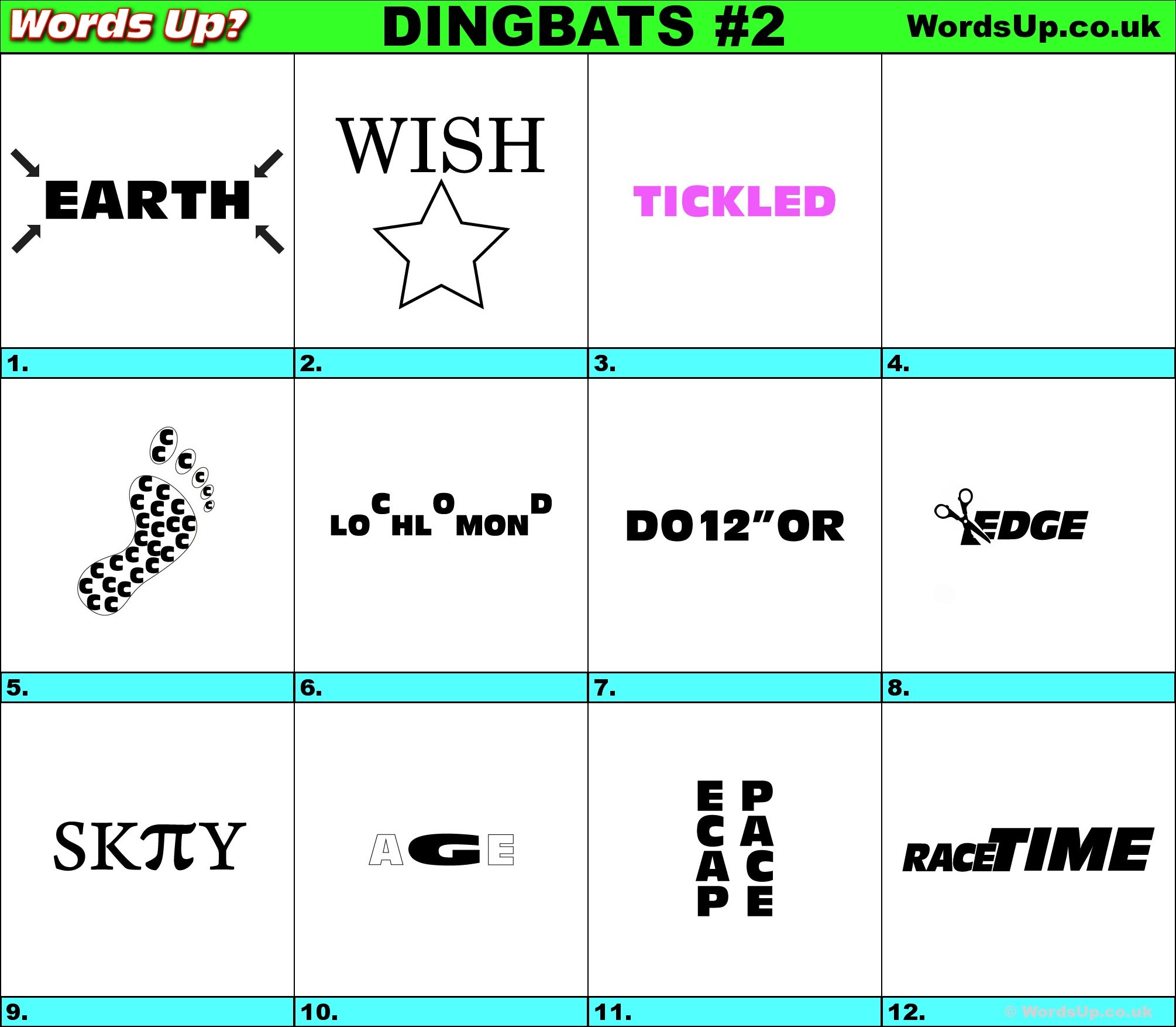 Words Up? Dingbat Puzzles - Free Printable Word Winks