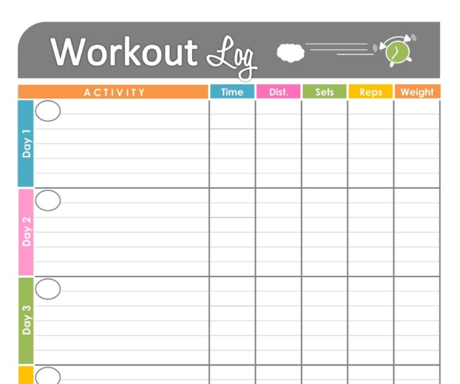 Workout Log Exercise Log Printable Forfreshandorganized, $3.50 - Free Printable Walking Log