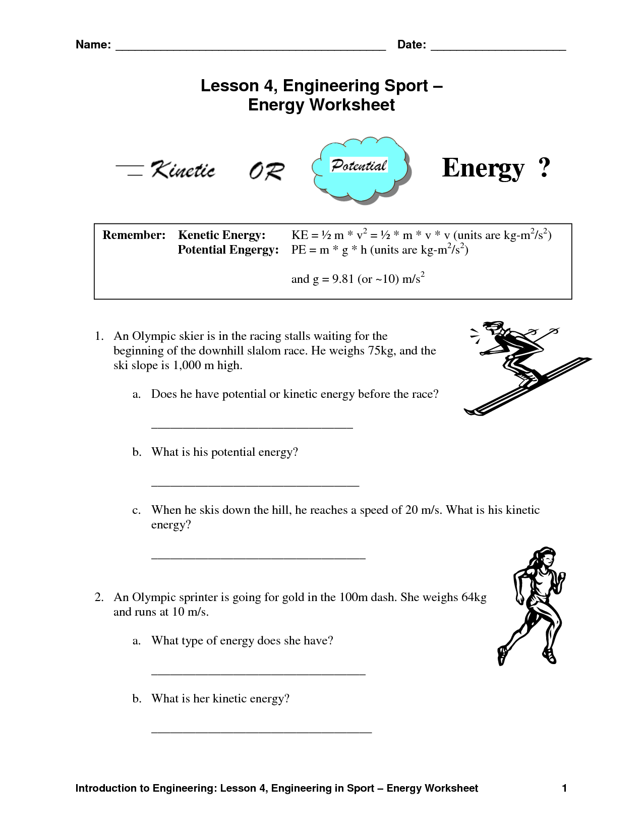 Worksheet : Potential And Kinetic Energy Worksheets For Kids Best - Free Printable Worksheets On Potential And Kinetic Energy