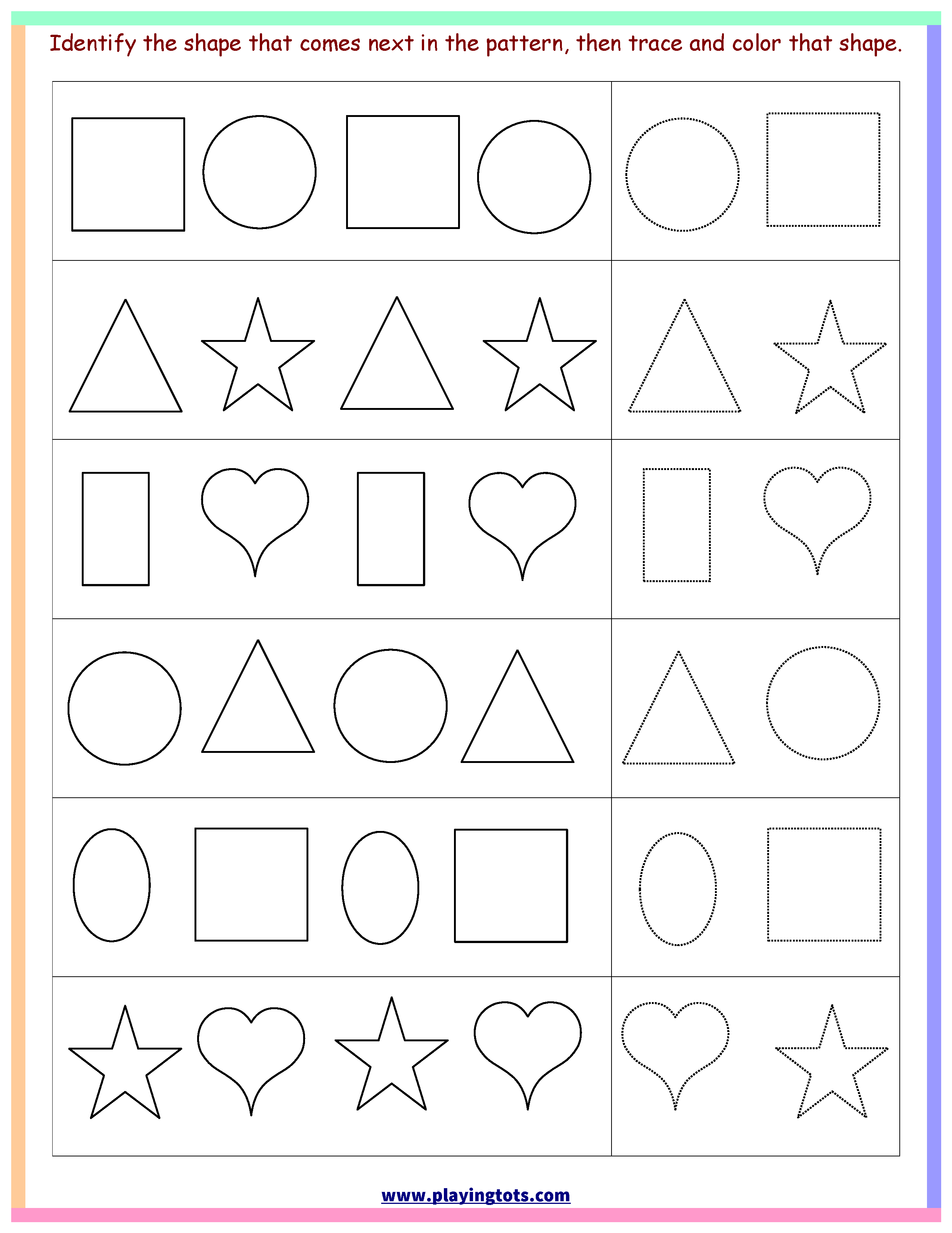 patterns with shapes for kindergarten