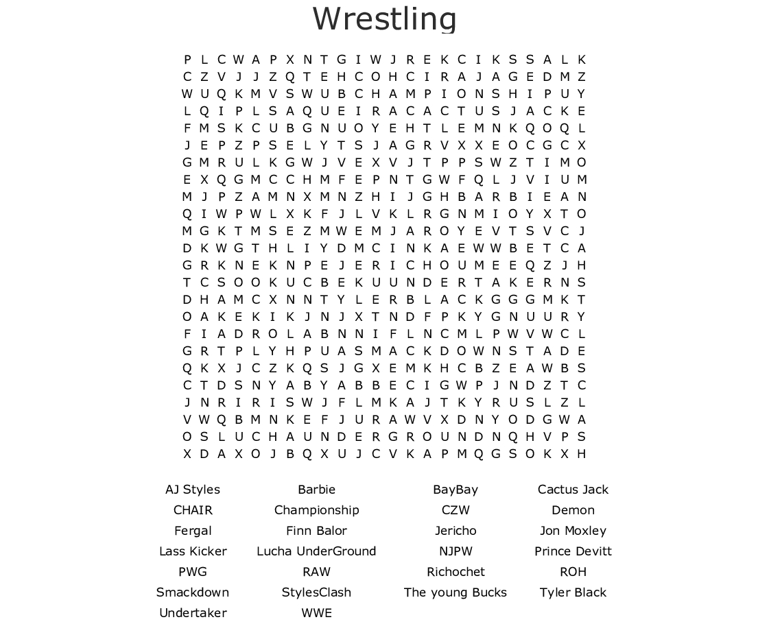 Wrestling Word Search - Wordmint - Free Printable Wwe Word Search