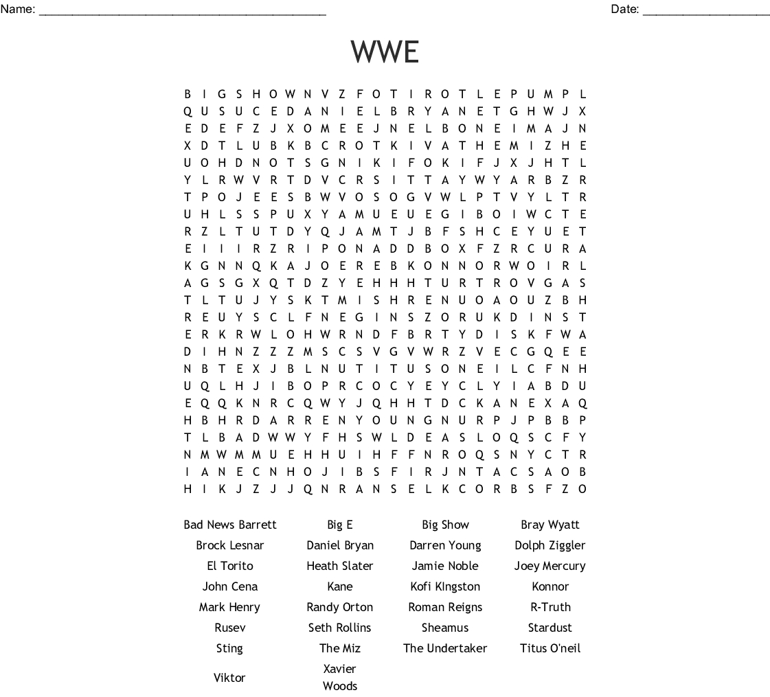 Wrestling Word Search Printable