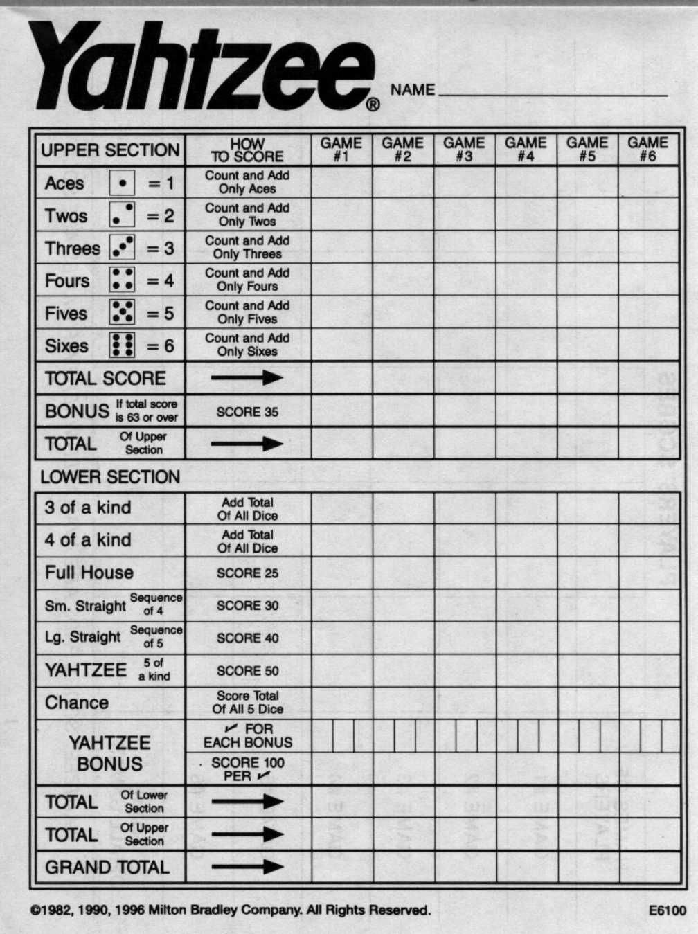 yahtzee game rules