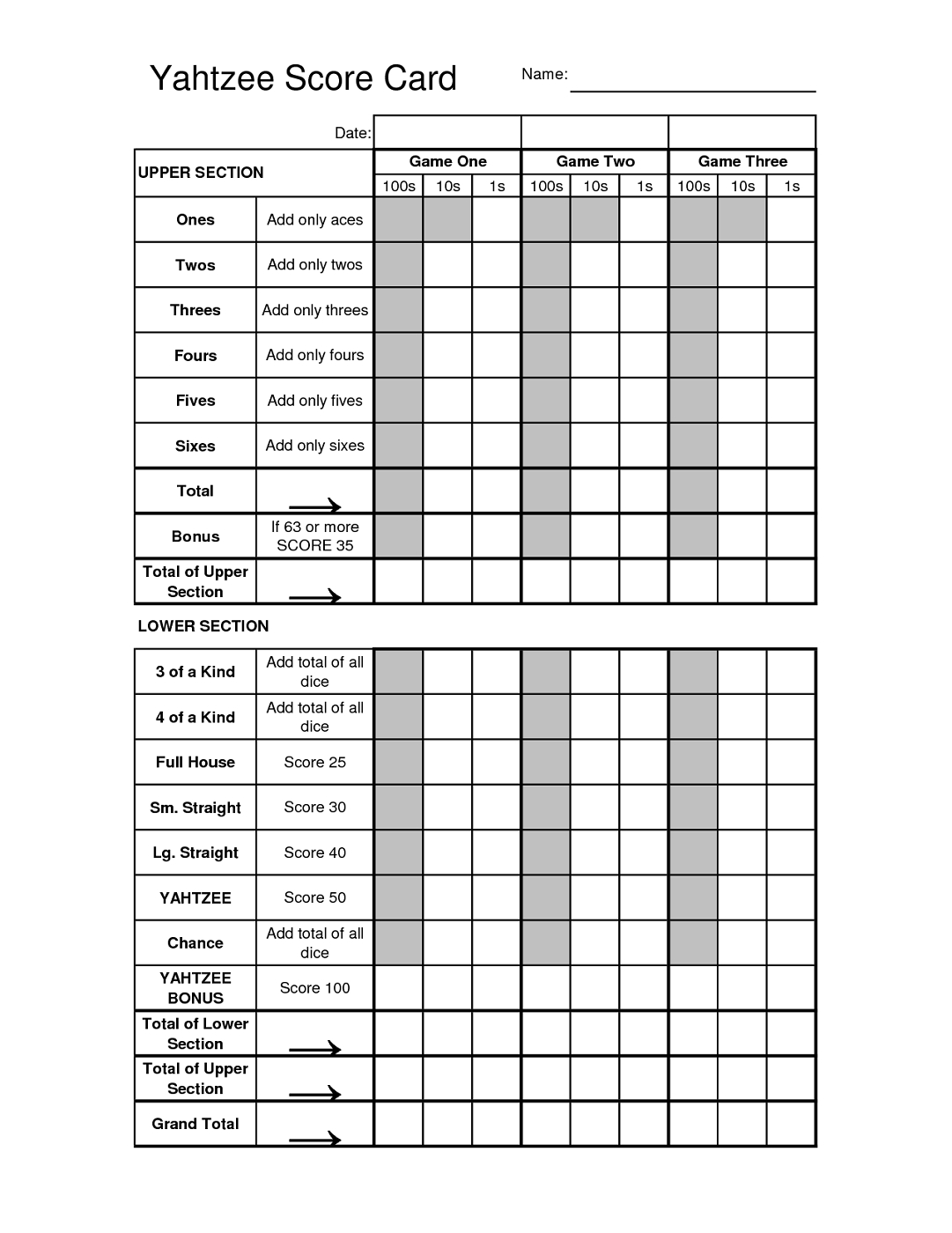 Yahtzee Score Sheets Printable | Yahtzee Score Sheets | Yahtzee - Free Printable Yahtzee Score Sheets