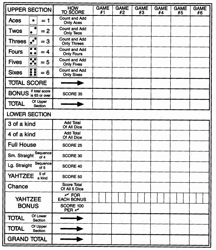 free printable yahtzee score sheets free printable