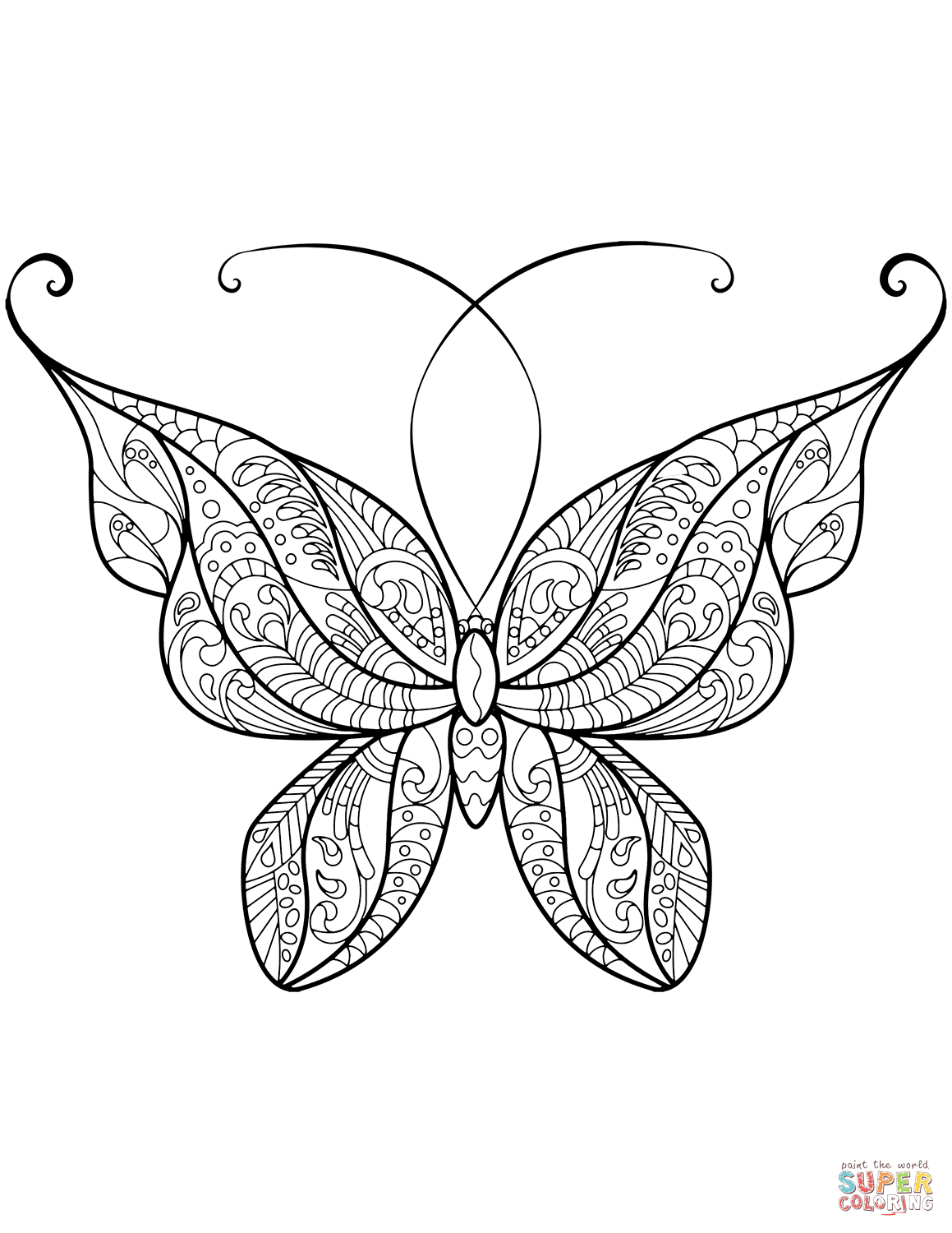 Zentangle Butterfly Coloring Page | Free Printable Coloring Pages - Free Printable Butterfly Coloring Pages